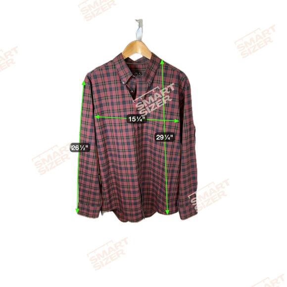 Jos. A. Bank Tailored Fit Tartan Plaid Shirt Long Sleeve Button Down Men's Large - Picture 8 of 8
